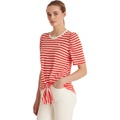 LAUREN Ralph Lauren Striped Tie Front Slub Jersey Tee