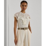 Womens Embroidered Ruffled Top