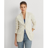 Womens Striped Cotton-Blend Blazer