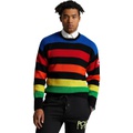 Mens Polo Ralph Lauren Logo Striped Wool-Blend Sweater