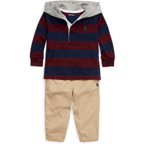 폴로 랄프로렌 Polo Ralph Lauren Kids Cotton Hooded Rugby Shirt & Pants Set (Infant)