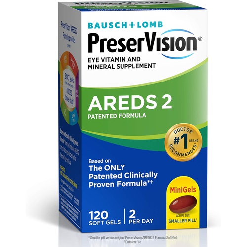  PreserVision AREDS 2 Eye Vitamin & Mineral Supplement, Contains Lutein, Vitamin C, Zeaxanthin, Zinc & Vitamin E, 120 Softgels (Packaging May Vary)