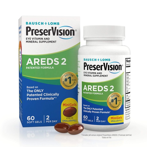  PreserVision AREDS 2 Eye Vitamin & Mineral Supplement, Contains Lutein, Vitamin C, Zeaxanthin, Zinc, Copper & Vitamin E, 60 Softgels (Packaging May Vary)