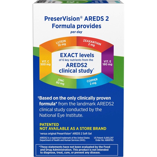  PreserVision AREDS 2 Eye Vitamin & Mineral Supplement, Contains Lutein, Vitamin C, Zeaxanthin, Zinc, Copper & Vitamin E, 60 Softgels (Packaging May Vary)