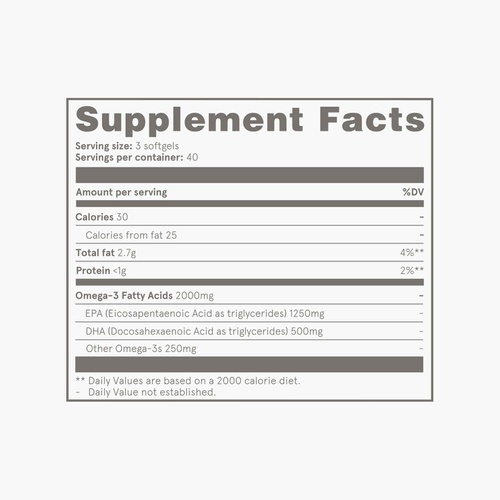  Puori Omega 3 Fish Oil - Ultra Pure 2000mg x 120 Softgels - Heart, Brain and Eye Health Supplement - Burpless, IFOS Certified, Non-GMO Capsules - O3 - 2000mg EPA 1250mg DHA 500mg
