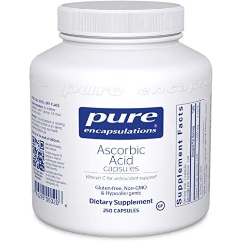  Pure Encapsulations Ascorbic Acid Capsules Vitamin C Supplement for Antioxidant Defense, Immune Support, and Vascular Integrity* 250 Capsules