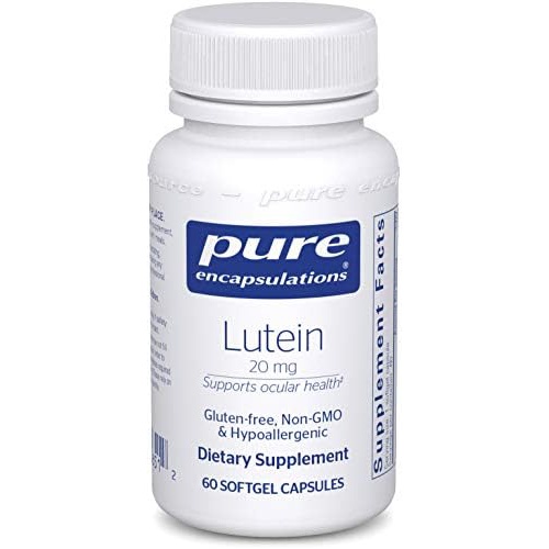  Pure Encapsulations Lutein 20 mg Hypoallergenic Antioxidant Support for Healthy Visual Function 60 Softgel Capsules