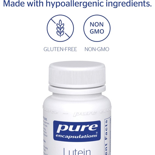  Pure Encapsulations Lutein 20 mg Hypoallergenic Antioxidant Support for Healthy Visual Function 60 Softgel Capsules