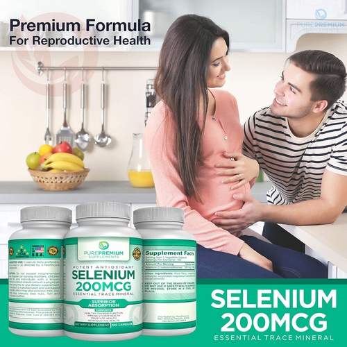  PurePremium Supplements PurePremium Selenium Supplement (Selenomethionine) 100 Once Daily Selenium 200mcg Caps. Supports Immune System, Prostate and Reproductive Function - Essential Trace Mineral - Selen