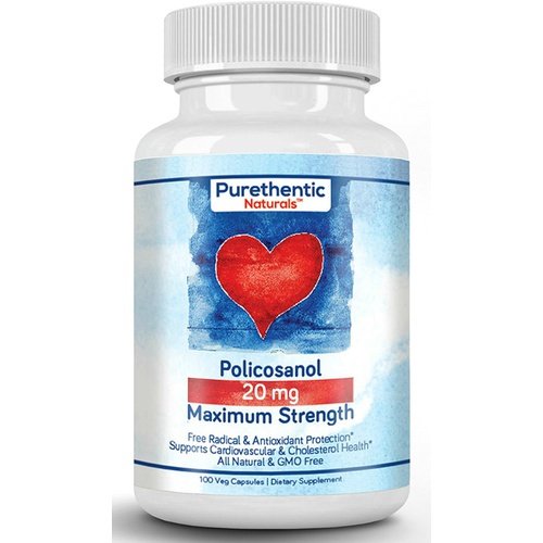  Purethentic Naturals Policosanol for Cholesterol Health Support, 20 MG, 100 Vcaps