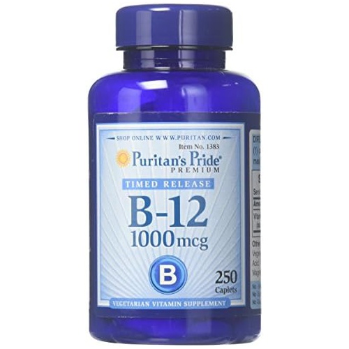  Puritans Pride Vitamin B-12 1000 Mcg Timed Release Caplets, 250 Count