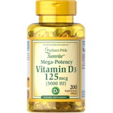 Vitamin D3 5,000 IU Bolsters Immunity by Puritans Pride for Immune System Support and Healthy Bones and Teeth 200 Softgels, packaging may vary