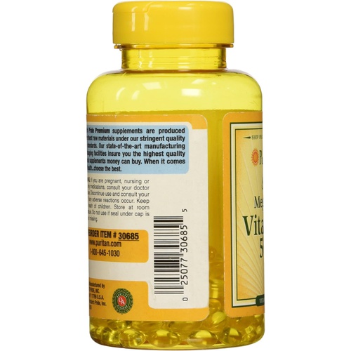  Vitamin D3 5,000 IU Bolsters Immunity by Puritans Pride for Immune System Support and Healthy Bones and Teeth 200 Softgels, packaging may vary