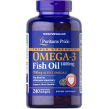 Puritans Pride Triple Strength Omega-3 Fish Oil 1360 Mg (950 Mg Active Omega-3), 240 Count, Package may vary