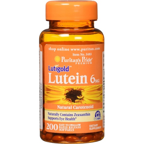  Puritans Pride Lutein 6 Mg with Zeaxanthin Supports Eye Health, 200 Count