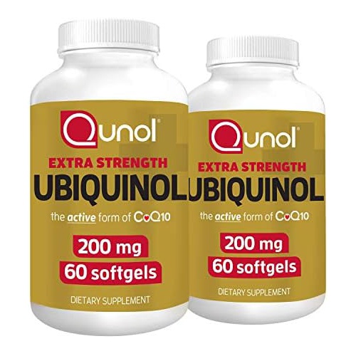  Qunol Ubiquinol CoQ10 200mg Softgels, Powerful Antioxidant for Heart and Vascular Health, Essential for Energy Production, Natural Supplement Active Form of CoQ10, 60ct Softgels
