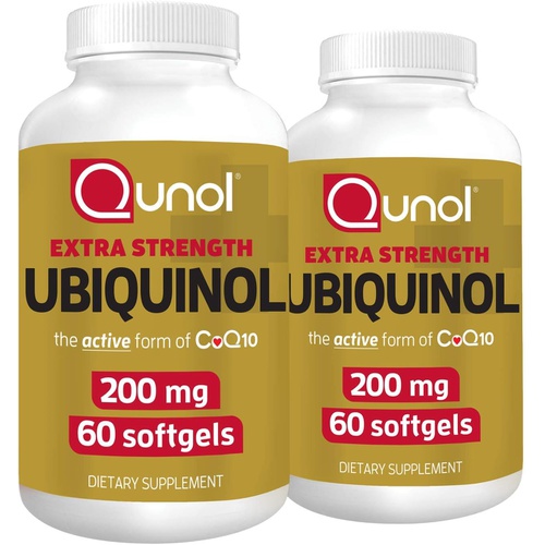  Qunol Ubiquinol CoQ10 200mg Softgels, Powerful Antioxidant for Heart and Vascular Health, Essential for Energy Production, Natural Supplement Active Form of CoQ10, 60ct Softgels