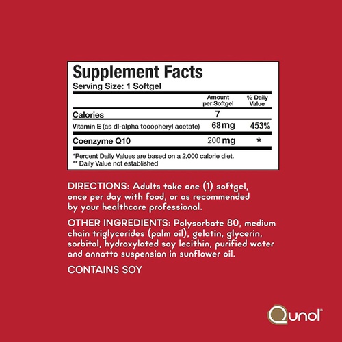  Qunol CoQ10 200mg, Superior Absorption Natural Supplement Form of Coenzyme Q10, Antioxidant for Heart Health, Chewable Tablet, Creamy Orange Flavor, 60 Servings