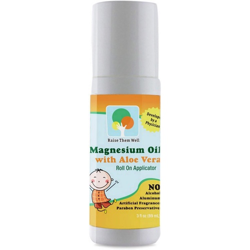  Raise Them Well Kid Safe Magnesium Oil Roller - Magnesium for Kids, Helps Kids Sleep and Feel Calm, Easy to Use Roll On Applicator, Great for Calming, Headaches, and Sleep + Free Magnesium Chart P