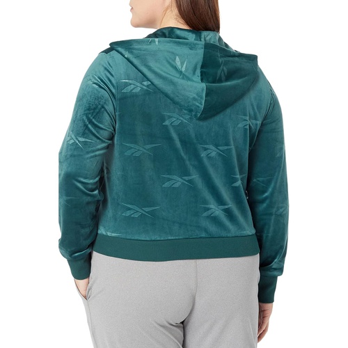 리복 Reebok Plus Size Classics Velour Shrunken Zip-Up Sweatshirt