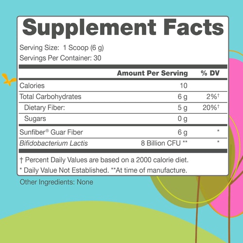  Regular Girl - Organic Powder, Low FODMAP Prebiotic Guar Fiber and Probiotic Support for Comfortable Digestion, 30 Servings
