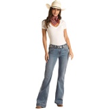 Rock and Roll Cowgirl Mid-Rise Trousers with Patch Dye Jeans in Medium Vintage RRWD5MRZU2