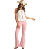 Rock and Roll Cowgirl High-Rise Bargain Bell Pull-On Flare Jeans in Hot Pink RRWD6PRZUA
