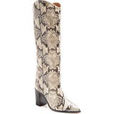 Schutz Analeah Pointed Toe Knee High Boot_NATURAL SNAKE PRINT