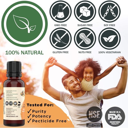  Sacred Eats Organic Liquid Vitamin D Drops for Adults & Kids - 5000 IU and Up (1000 / Drop). Sugar Free in Coconut MCT Oil for Best Absorption. Amazing Taste D3 Supplement (Citrus)