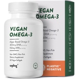 Sapling Vegan Omega 3 Supplement - Plant Based DHA & EPA Fatty Acids - Carrageenan Free, Alternative to Fish Oil, Supports Heart, Brain, Joint Health - Sustainably Sourced Algae, Fish Oil