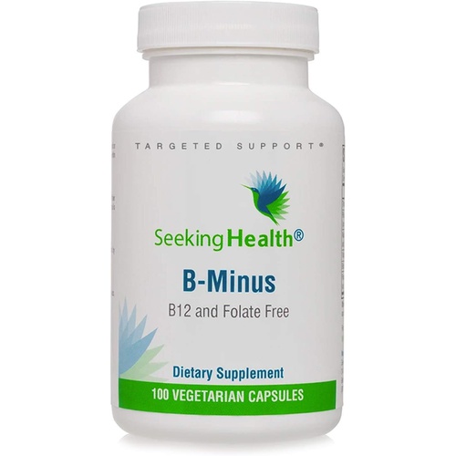  Seeking Health B-Minus, Vitamin B Complex to Support Healthy Metabolism and Brain Health, Biotin Supplement for Women, Methyl-Free, Vegetarian Capsules (100 Capsules)