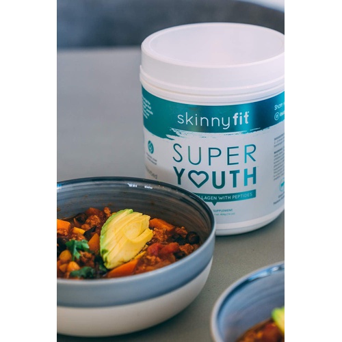  SkinnyFit Super Youth Multi-Collagen Peptides Plus Apple Cider Vinegar, Hyaluronic Acid, & Vitamin C, Unflavored, Hair, Skin, Nail & Joint Support, Immunity, Healthy Metabolism, 28