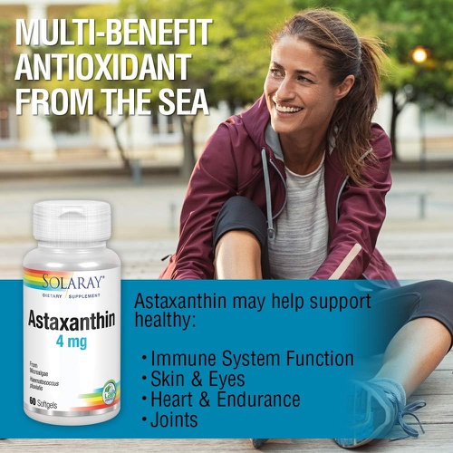  SOLARAY Astaxanthin 4 mg Antioxidant Healthy Eye, Skin, Cardiovascular Function & Joint Support 60 Softgels