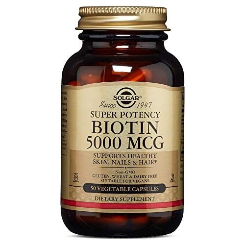  Solgar Biotin 5000 mcg - 50 Vegetable Capsules - Supports Healthy Skin, Nails & Hair - Non-GMO, Vegan, Gluten Free, Dairy Free, Kosher - 50 Servings