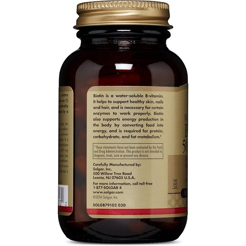 Solgar Biotin 5000 mcg - 50 Vegetable Capsules - Supports Healthy Skin, Nails & Hair - Non-GMO, Vegan, Gluten Free, Dairy Free, Kosher - 50 Servings