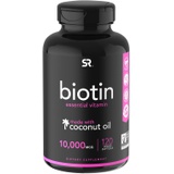 Sports Research Extra Strength Vegan Biotin (Vitamin B) Supplement with Organic Coconut Oil - Supports Keratin for Healthier Hair & Skin - Great for Women & Men - 10,000mcg, 120 Ve