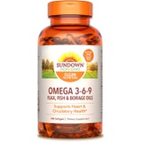 Sundown Triple Omega 3-6-9, Heart and Circulatory Health, 200 Softgels (Packaging May Vary)