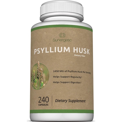  Sunergetic Premium Psyllium Husk Fiber Supplement 1450mg, 240 Capsules