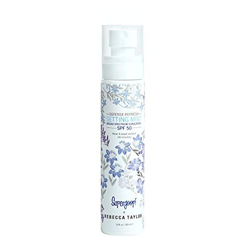  Supergoop! x Rebecca Taylor - Defense Refresh (Re) setting Mist SPF 50, 3.4 fl oz - Makeup Setting Spray & Face Sunscreen with Rosemary & Peppermint Extract - Light, Refreshing Sce