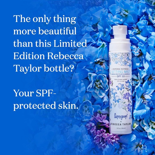  Supergoop! x Rebecca Taylor - Defense Refresh (Re) setting Mist SPF 50, 3.4 fl oz - Makeup Setting Spray & Face Sunscreen with Rosemary & Peppermint Extract - Light, Refreshing Sce