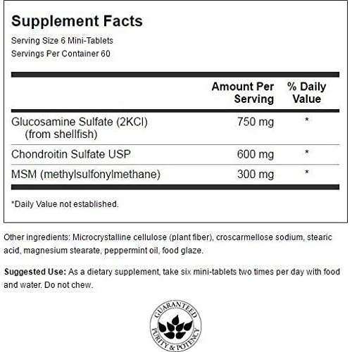  Swanson Mini-Tabs Glucosamine, Chondroitin & Msm 750/600/300 mg 360 Mini-Tabs