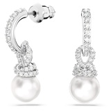 Swarovski Originally drop earrings, White, Rhodium plated