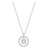 Swarovski Lavender pendant, Round shape, White, Rhodium plated