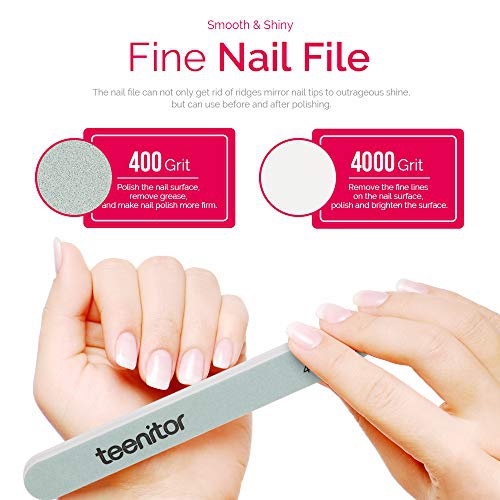  Teenitor Nail Gel Remover Tools Kit with Pink Polish Remover Clips, Cuticle Peeler Scraper, Gel Nail Brush, 115 Pack Nail Wipe Cotton Pads, Nail File Grits 120/180 Buffer Block Gri