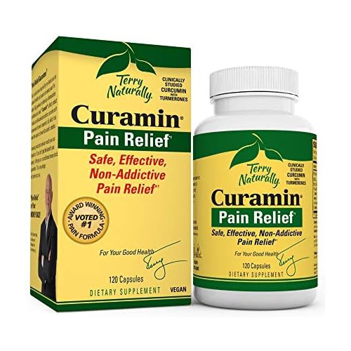  Terry Naturally Curamin (2 Pack) - 120 Vegan Capsules - Non-Addictive Pain Relief Supplement with Curcumin from Turmeric, Boswellia & DLPA - Non-GMO, Gluten-Free - 80 Total Serving