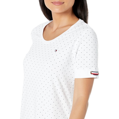 타미힐피거 Tommy Hilfiger Micro Dot Grommet Solid Sleeve T-Shirt Dress