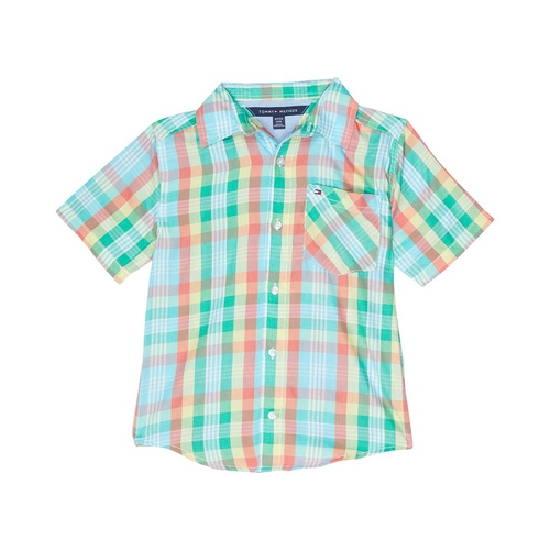 타미힐피거 Tommy Hilfiger Kids Short Sleeve Bright Plaid Shirt (Big Kids)