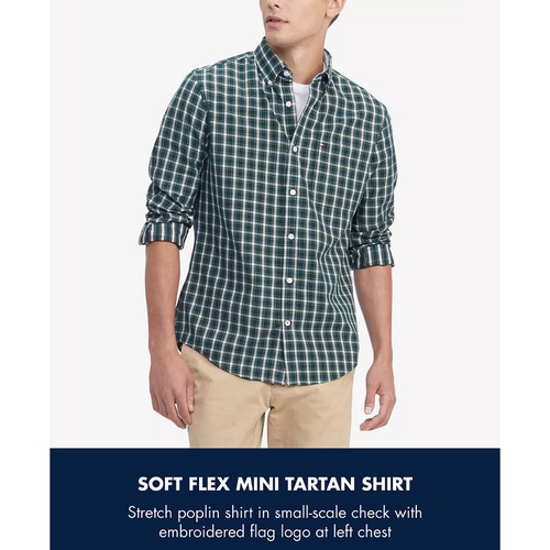 타미힐피거 Mens Natural Soft Flex Regular-Fit Mini Tartan Shirt