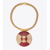 Tory Burch KIRA LEATHER PENDANT NECKLACE