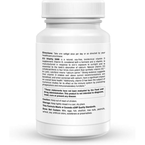  UltimateVitality Vitamin D3 5000 as Cholecalciferol 5,000 IU (125 mcg) - 120 Softgels